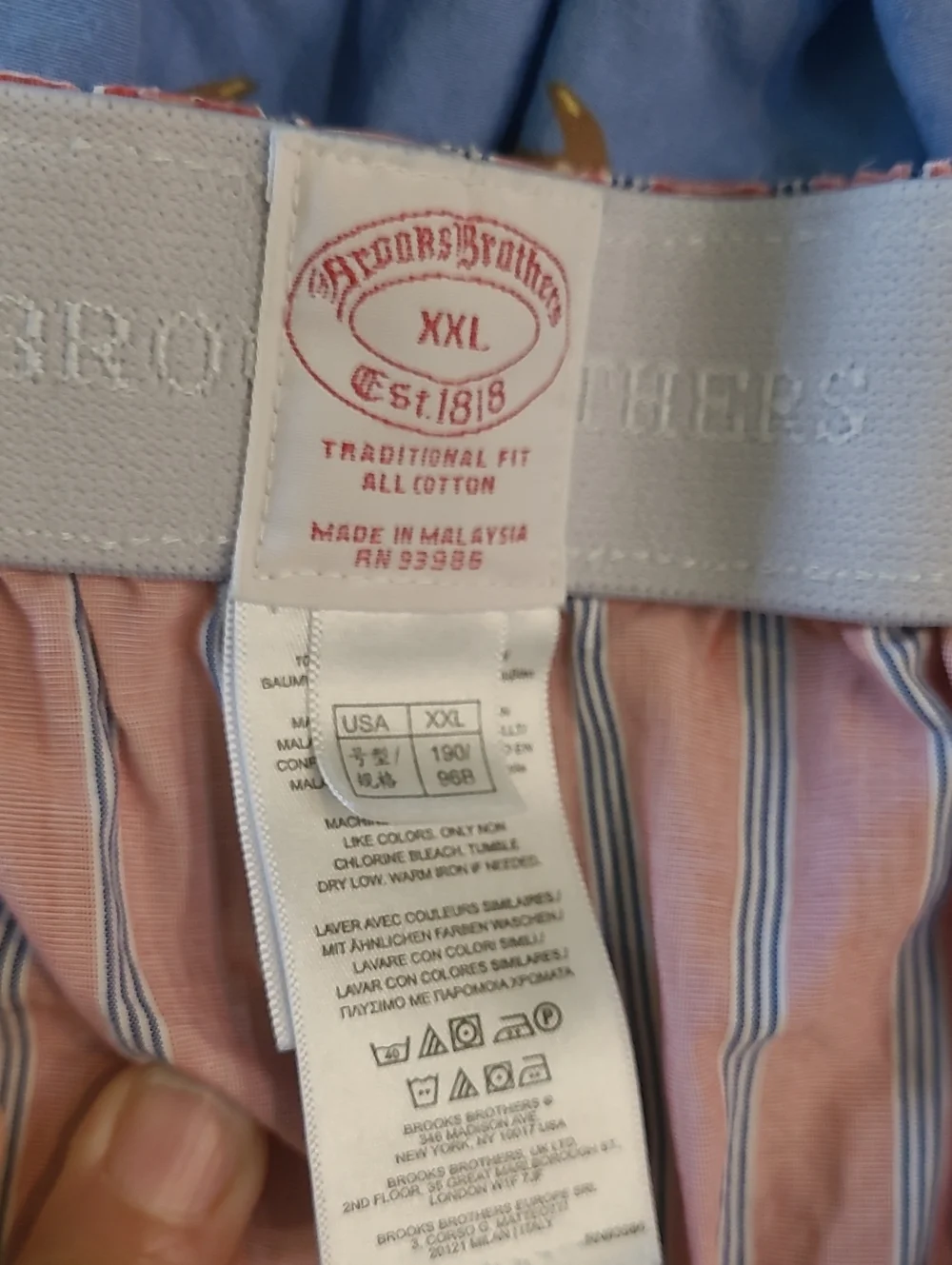 Brooks Brothers Pink and Blue Striped Button Boxers Lot Of 3 Baumwool Cotton Xxl